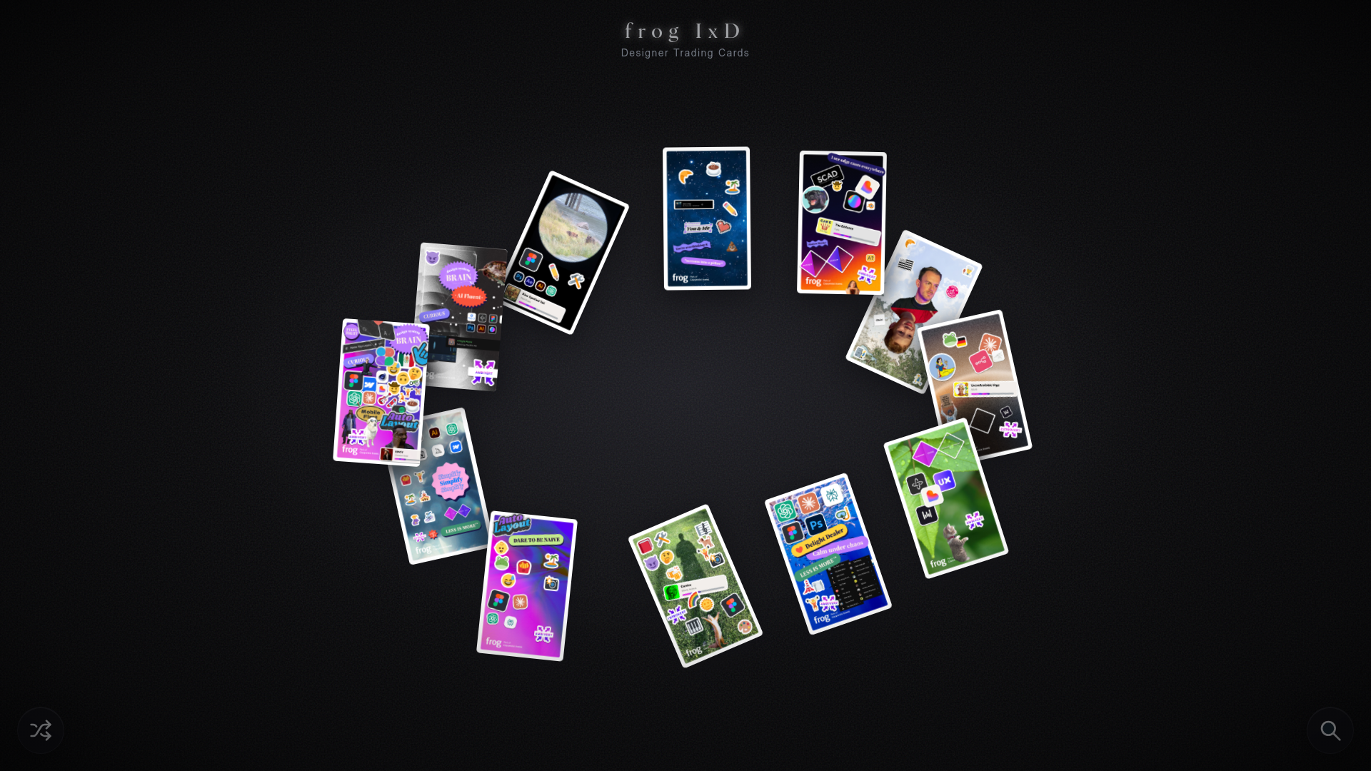 Designer Trading Cards — live site screenshot